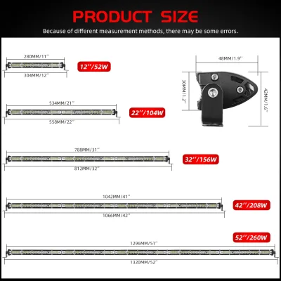 Barre LED tout-terrain noire, rangée unique – image 2