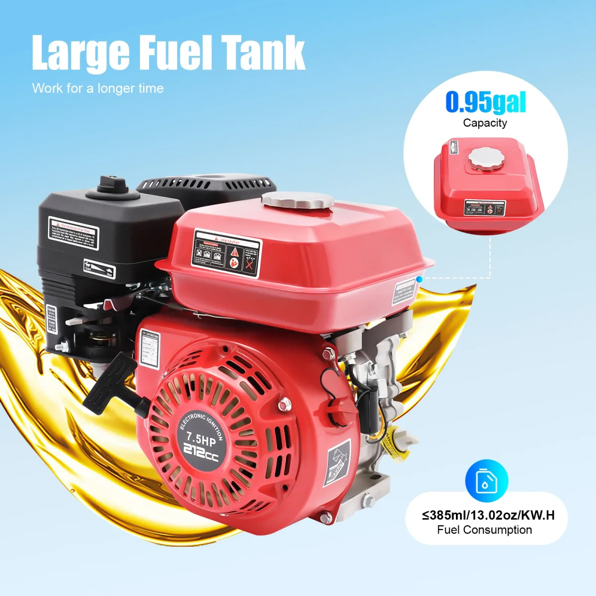 Moteur thermique 4 temps rouge de 212 cm³
