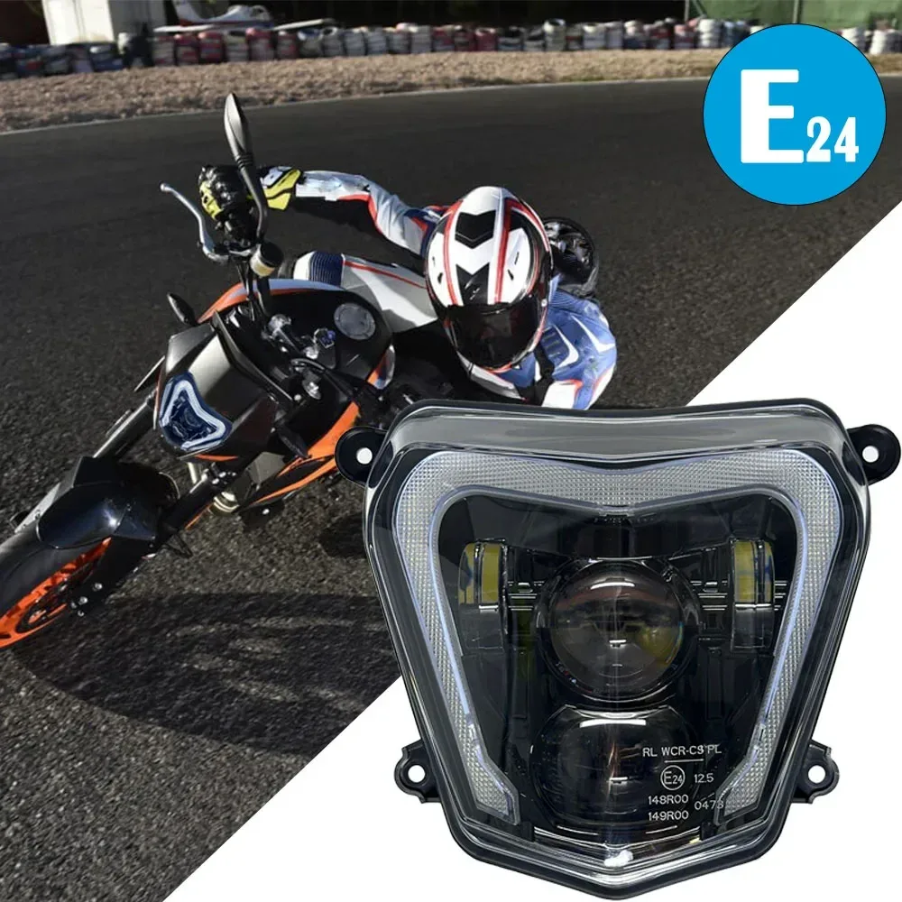 Phare avant LED de moto, route et croisement