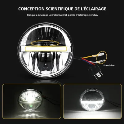 Phare de moto LED rond noir 14,5 cm – image 3
