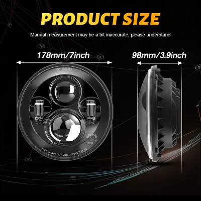 Phare rond à LED de 18 cm pour moto, feux DRL – image 2