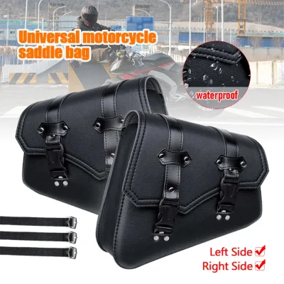 Sacoches latérales de moto en simili cuir noir