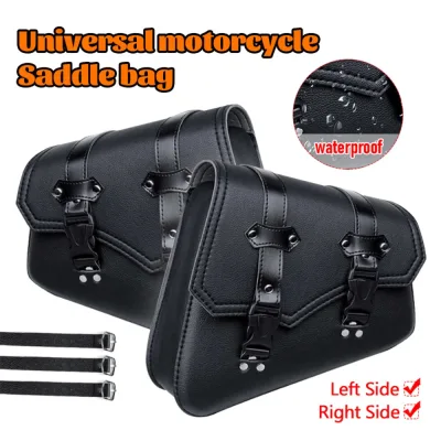Sacoches latérales de moto en simili cuir noir – image 2