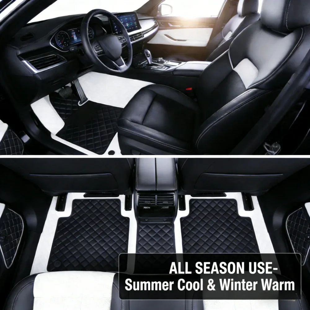 Tapis de sol voiture en cuir artificiel, 5 places